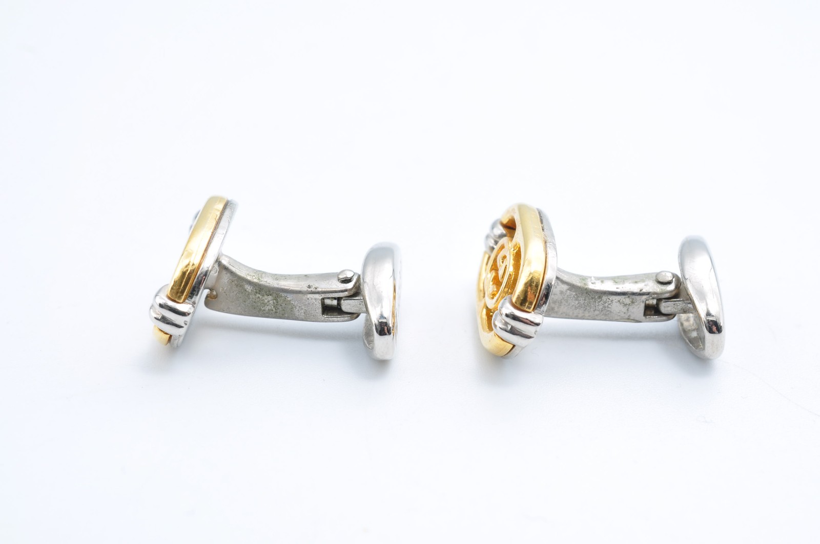GUCCI Interlocking Cufflinks Gold Silver Logo Men… - image 5