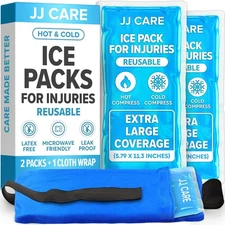 JJ CARE Ice Packs for Injuries Reusable (Pack of 2, 5.79 x 11.3 2) 