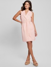 GUESS Women's Everly Sleeveless Belted Trench Dress Pink Size L MSRP $148