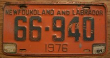 NEWFOUNDLAND & LABRADOR, CANADA LICENSE PLATE - 1976/81 - 66-940