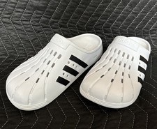 Adidas Adilette Clogs White Black Size 8 Mens / 9 Women Unisex Slides