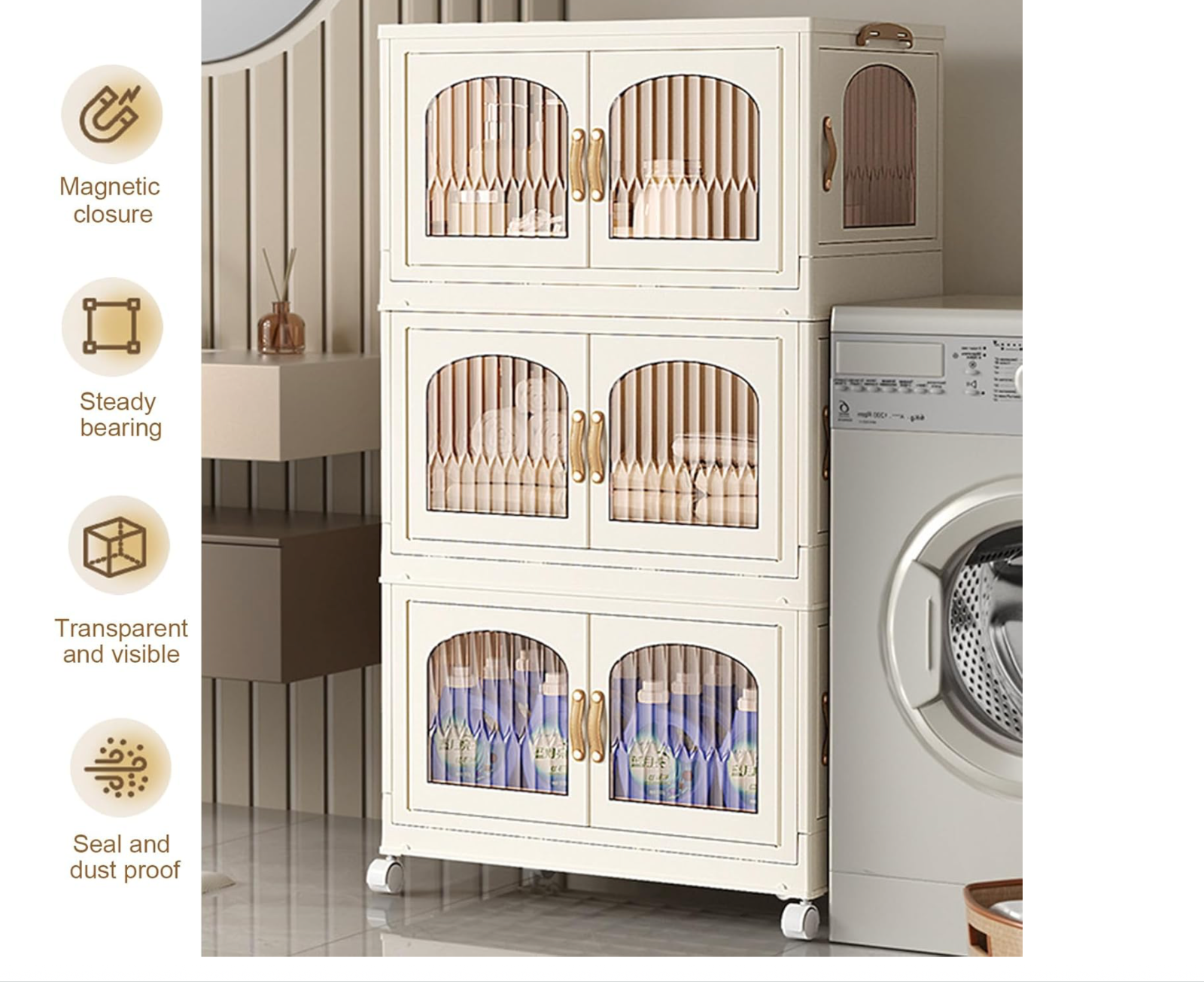 8.5 Gal Collapsible Storage Bins with Lids - Large Space-Saving Containers  -image