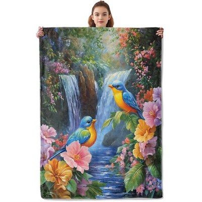 Beautiful Blue Bird Blanket - Soft & Cozy Flannel Plush Lightweight Throw Bla...