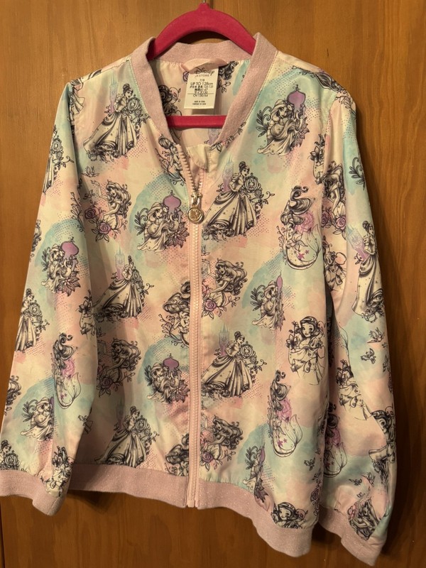 Disney pastel pink & purple Zipper Jacket Character Print Princess 7/8