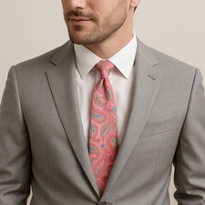Pink Paisley Silk Tie Colorful Statement Neckwear Formal Fun Whimsical Wedding