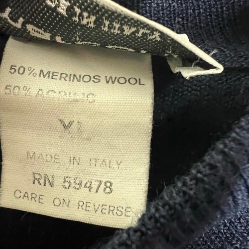 90s Marconi Merino Wool Sweater XL Mens Blue Mock Neck Knit Italy Minimalist Vtg - Picture 9 of 10