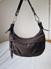 Borsa a tracolla a mano Lacoste marrone forma luna tessuto vintage design raro