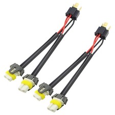 2Pcs H4 9003 to 9005 9006 Female Ceramic Socket Adapter Connector Harness