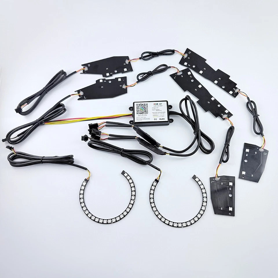 Para Chevrolet Camaro 16-18 SRGB LED DRL Placas Anillo Halo Bluetooth APP Faro Foto 3 de 4