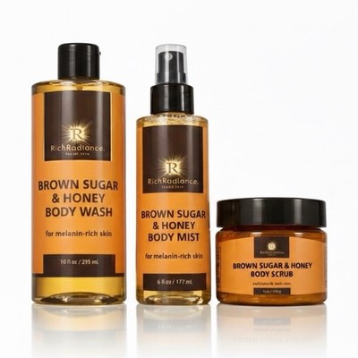 RichRadiance Brown Sugar & Honey Exfoliating Bath Set Body Wash Mist Scrub