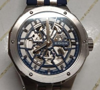 EDOX Delfin Mecano 85303-3M Automatic Watch Skeleton Blue Dial 43mm