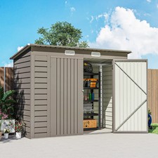 Metal Garden Shed Tools Equipment Bin Outdoor Storage Shelter Foundation Kit