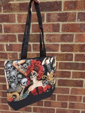 BNWOT over the shoulder Mexican Day of the Dead Halloween Fabric Tote Bag
