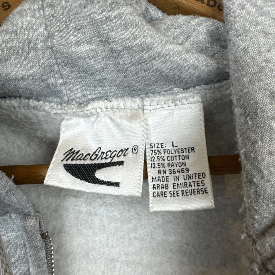 Sudadera con Capucha Cremallera Completa Gris en Blanco Macgregor Vintage Años 80 90 Talla L Foto 4 de 4
