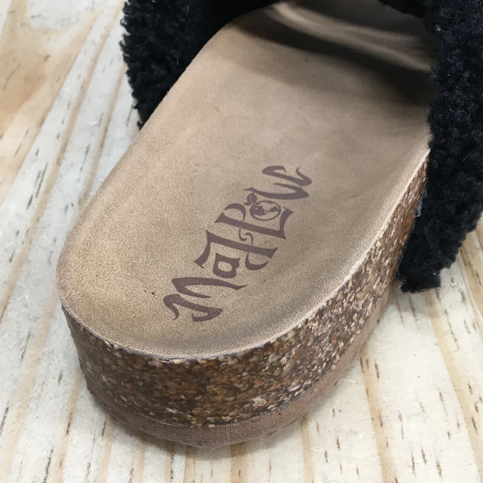 Mad Love Sandals Womens 9 Joanna Sherpa Lined Slide Black Slip On Comfort Flats - Image 4 of 4