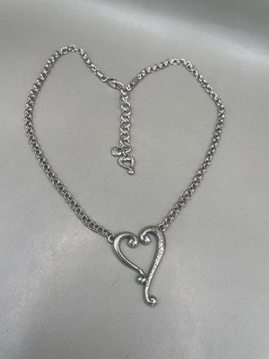Vintage Brighton Silver Plated Love Heart Pendant Chain 18.25-20