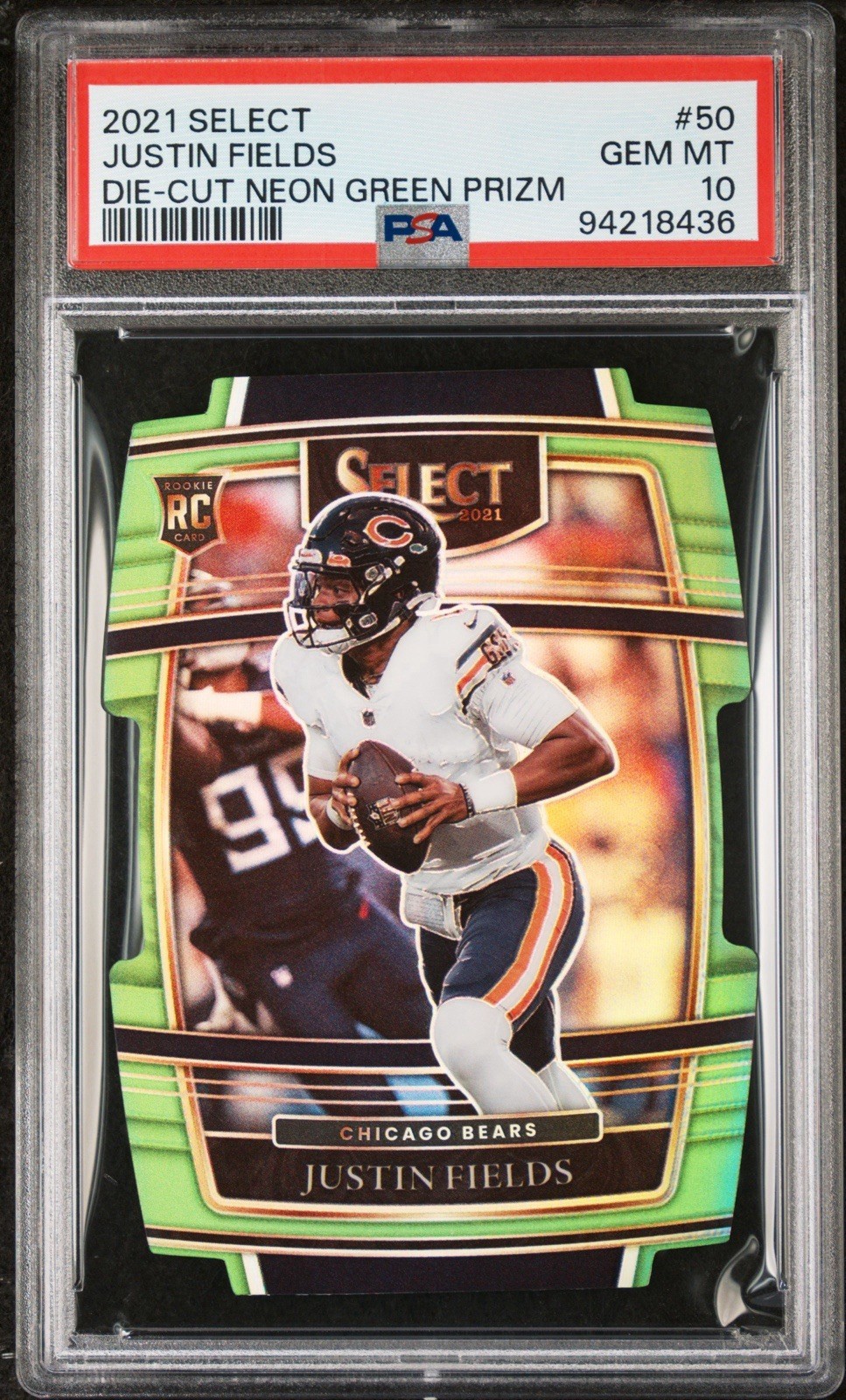 JUSTIN FIELDS Rookie 2021 PANINI SELECT #50 DIE-CUT NEON GREEN PRIZM #/349