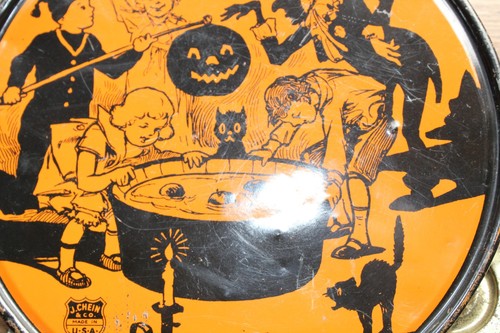 Vintage Scarce Halloween J Chein Tin Litho Tambourine w/ALL 4 Jingles - Picture 15 of 16
