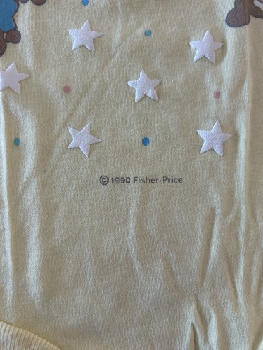 Vintage 1990 Fisher-Price Kidswear Pale Yellow Bears & Stars Bodysuit 24M - Picture 2 of 10