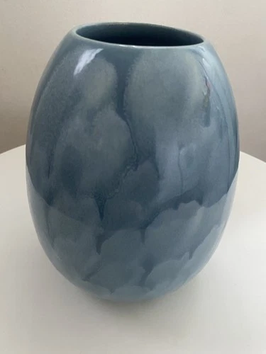 Vintage Royal Haeger Cloudy Blue Ceramic Vase 7.5" Tall Mid-Century Modern USA
