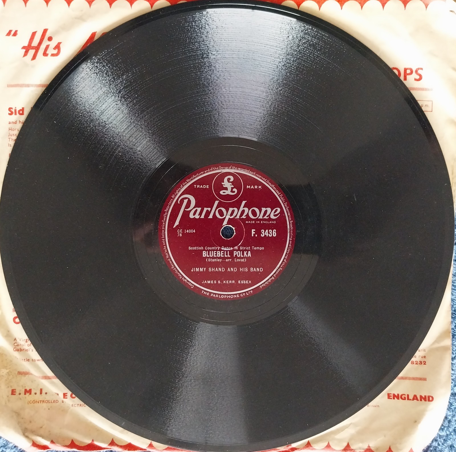 Jimmy Shand & Band: Bluebell Polka/The Veleta 10" Shellac 78 Excellent Condition