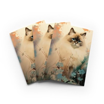 Flauschige Stoffpuppe Katze Grußkarte elegant Katze jeder Anlass 3er Pack innen leer