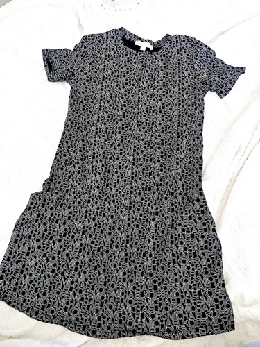 Abito Michael Michael Kors M leggero nero midi sportivo classico grafico AT