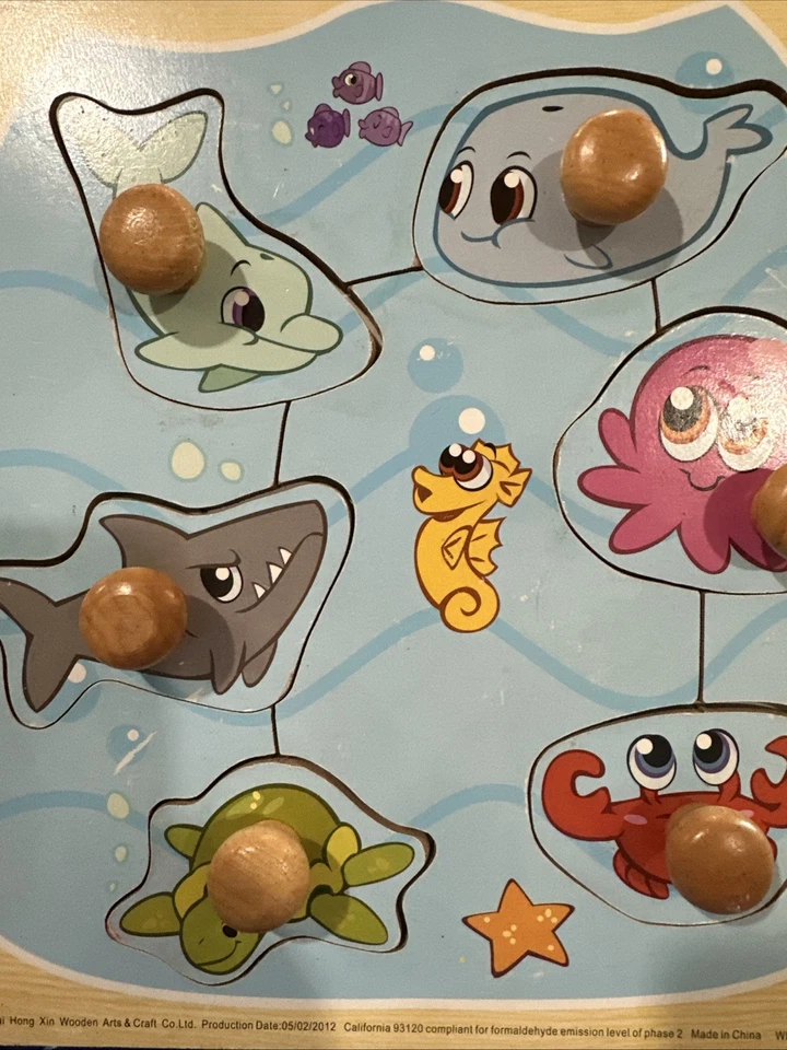 3 Wooden Peg Puzzles for Baby Toddlers Preschool Educational With Stand - Image 4 of 4