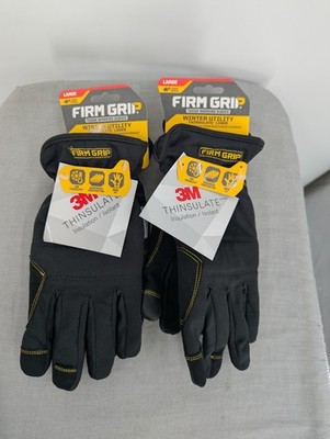 (2) pairs Firm Grip Large Winter Utility Gloves with Thinsulate Liner 2185