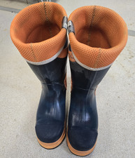 Rock Fall Navy & Orange Safety Work Wellington Boots Rubber Pair UK 10 Men's