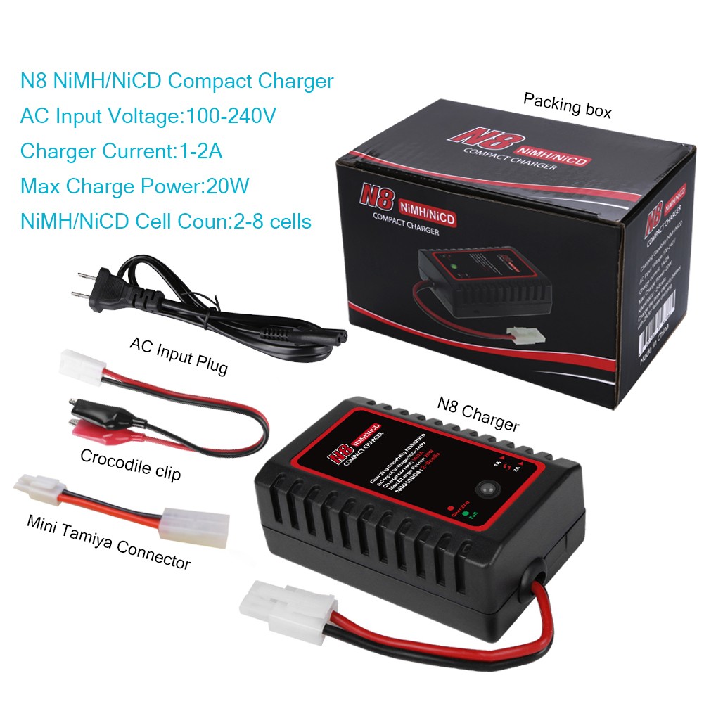 N8 NiMH NiCd Battery Charger for RC Cars,Ship Model,Drones,Airsoft Battery Packs