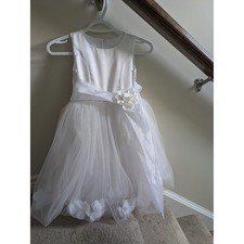 Fancy Kids White Flower Girl / Special Occasion Dress   Size 6