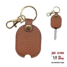 Leather Car Key Cover, Vintage Broken Auto Keys Sleeve, Stylish Keychain Brown