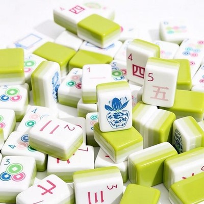 4-Layer Lemon Green Acrylic Mini American Mahjong Portable Leisure Game Tiles