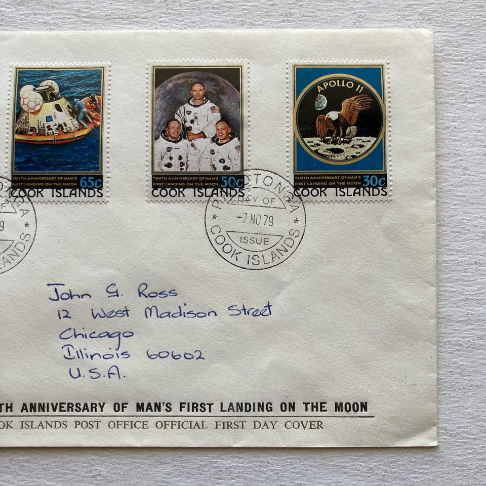 1979 Cook Islands Stamps The 10th Anniversary of the Apollo 11 Moon Landing - Image 3 of 4