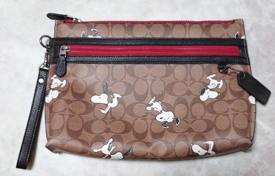 Coach x Peanuts Snoopy Khaki Multi Clutch Handgelenktasche Neu