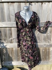 TOPSHOP 12 dark muted colours paisley and floral lightweight tie back midi dress