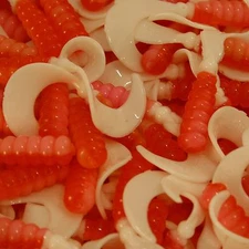 2" Pink / White Hot Grubs Twister Tails Crappie Walleye Bass Fishing Lures