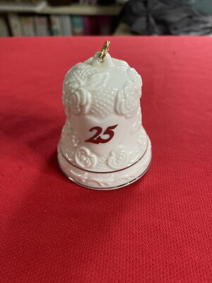 25th Anniversary Ceramic Bell 2.5” Rose Pattern 1998 Reach