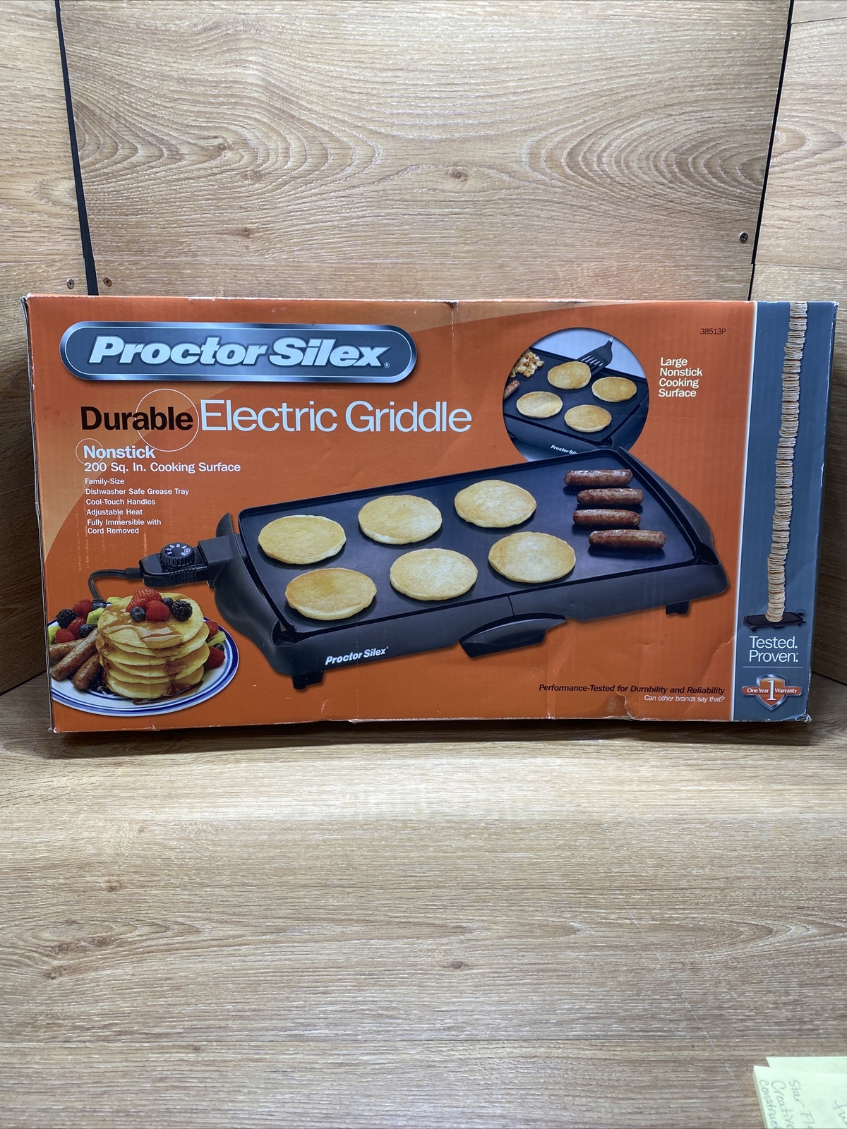 Proctor Silex Nonstick Electric Griddle 38513P Family Size 200 Sq Inch
