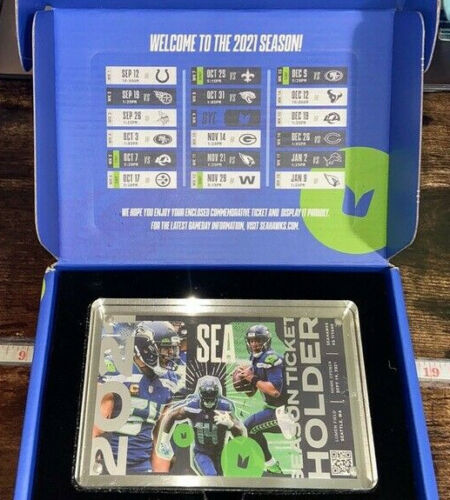 Porte-billet de saison commémorative Seahawks de Seattle 2021 plaque cadeau jour d'ouverture - Photo 1 sur 10