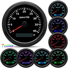 85mm Black Tachometer 0-4000RPM Tacho Gauge 7 Colors LED Waterproof For Boat Car