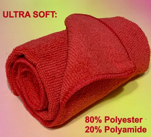 9 Red Yellow Blue MICROFIBER CLEANING WASH CLOTH TOWEL 16x16 CAR GLASS Detailing - Picture 2 of 12