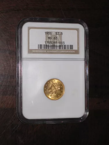 1906 Liberty Gold Quarter Eagle $2.50 coin NGC MS63