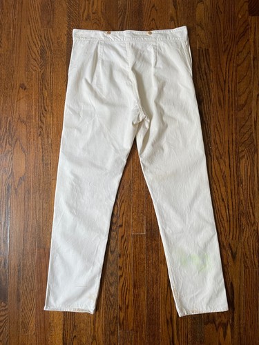 Vintage 1940s Sailor Pants, White Canvas Deck Pants, Celluloid Buttons, 40 x 34 - Picture 5 of 11