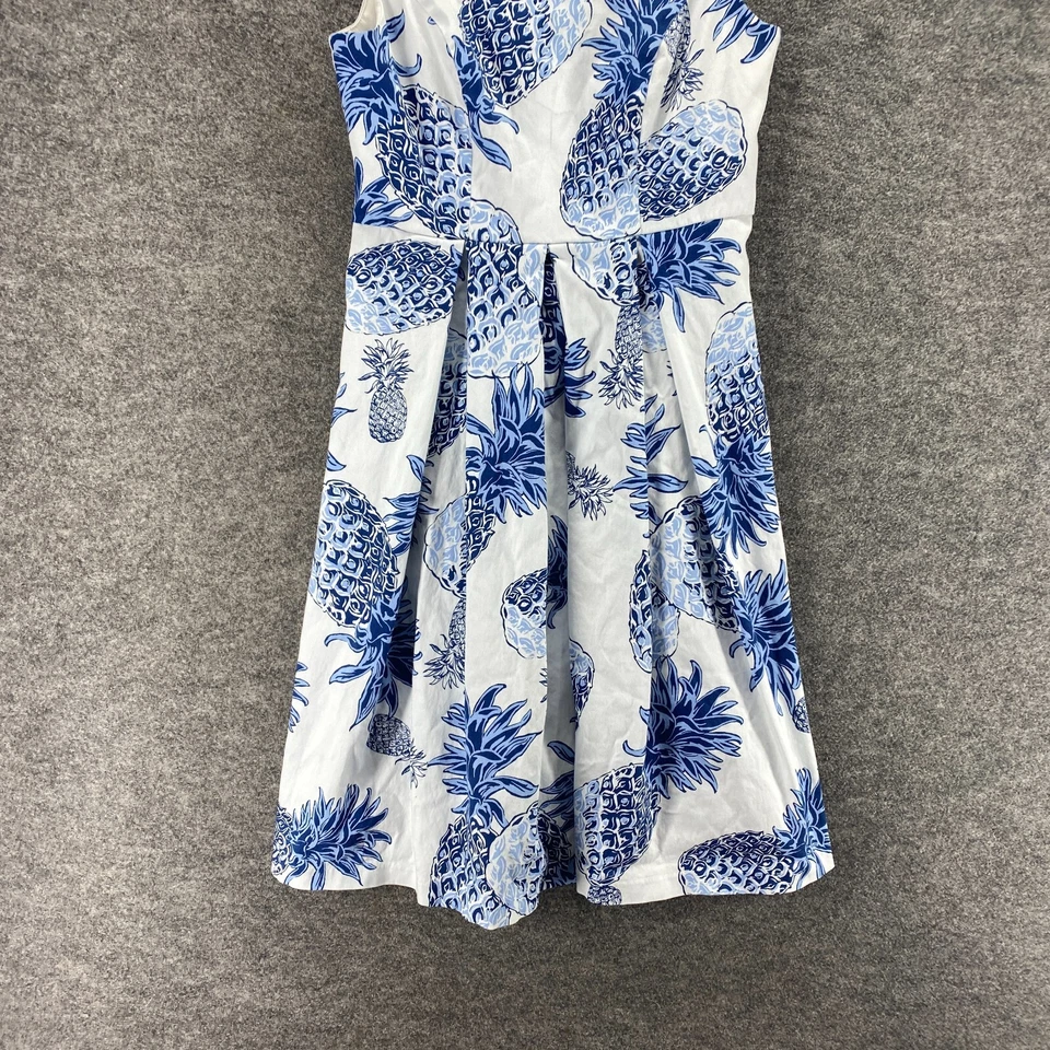 Vestido Chetta B Mujer 10 Blanco Estampado Piña Funda Midi Cremallera Forrada Algodón Foto 4 de 4