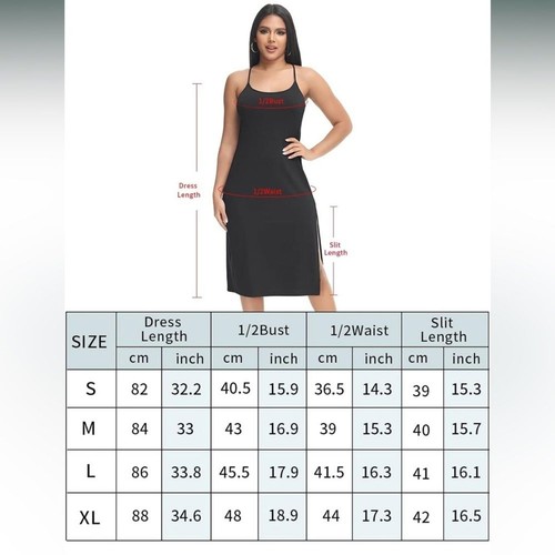 Kleid Träger Damen XL schwarz Tank Schlitz Spaghetti V-Ausschnitt figurbetont Etui AUP - Bild 7 von 7