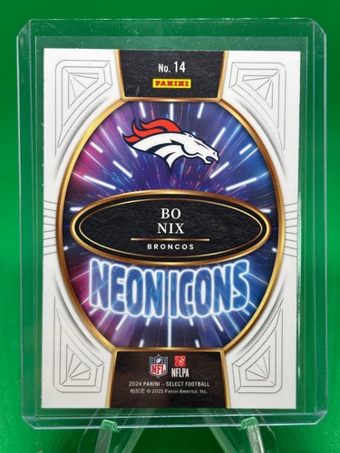 Bo Nix Neon Icons RC 2024 Panini Select #14 Denver Broncos - Picture 2 of 2