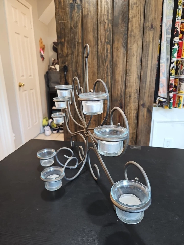 Aplique de pared con luz de té de 8 velas candelebra decoración de pared/centro de mesa Foto 2 de 4