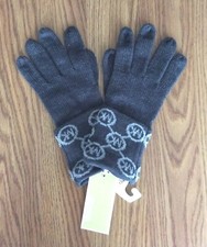 Michael Kors Womens Jet Set Logo Cuff Knit Gloves - Charcoal Grey One Size NWT